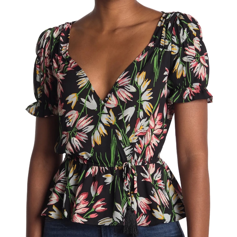 LIKELY Archer Floral Wrap Top XS